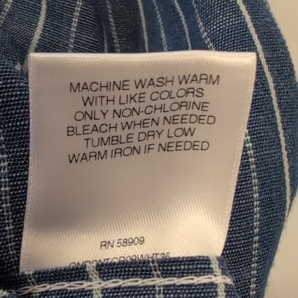 Cremieux Men’s L Blue Striped Button Front Short Sleeve Casual Summer Shirt - Picture 13 of 14